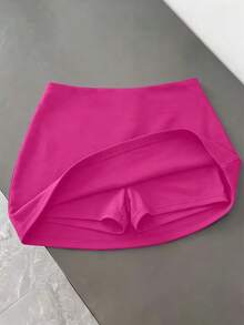 Women's Solid Color Casual Versatile Daily Skorts - Hot Pink - View 6