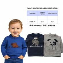Kit 3 Blusas Lã Infantil Menino Sueter Tricô Premium 0 a 12 anos - g - Visão 1