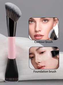 1pc Dual-Ended Foundation & Contour Brush, Multi-Function Dual-Ended Makeup Brush, Contour Brush, Professional Makeup Brush, Suitable For Girls, Ideal Birthday, Valentine's Day Gift, Best Color, Women's Gift - Multicolor - View 10