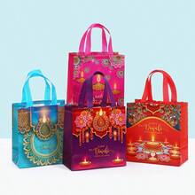 20/12/4pcs Diwali Gift Bags, Oil Lamp Double-Sided Print Tote Bags, Shopping Bags Suitable For Diwali Gift Giving And Blessing - Multicolor - View 4