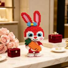 2200pcs Colorful Rabbit Building Blocks, Creative Cute Red Carrot Series, Desktop, Countertop Decoration Ornament, Small Particle Construction Stress Relief Toy, Birthday, Halloween, Christmas Gift. For Family, Classmates, Friends, Couples. - Multicolor - View 1