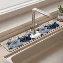 1pc Thanksgiving Pumpkin Pattern Design Rubber Faucet Splash Guard Mat, Bathroom Faucet Anti-Splash Pad, Mud Guard, Moisture-Proof Anti-Slip Faucet Mat, Kitchen Countertop Accessory. Protect Your Kitchen Countertop. - Multicolor - View 5