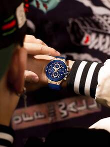 REWARD Men's Quartz Watch Business Fashion Style Calendar Luminous Hands Multi-Functional High Quality Gift Classic Design Stainless Steel Watch Band - Navy Blue - View 3