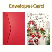 Charming Christmas Greeting Card With Envelope - Perfect For Sisters, Brothers Or Best Friends - Beautiful Design With Holiday Socks Theme - Sets - View 5