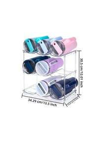 Multi-Layer Stackable 40oz Tumbler Storage Rack, PS Plastic Wine Bottle Holder, Multi-Functional Organizer, Easy Installation, Space-Saving, Dishwasher , Suitable For Kitchen, Dorm, Office - Transparent - Multicolor - View 5