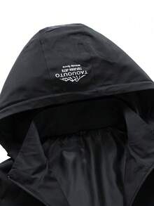Men's Hooded Windbreaker Jacket, Casual Outdoor Hiking Zip-Up Lightweight Coat - Black - View 4
