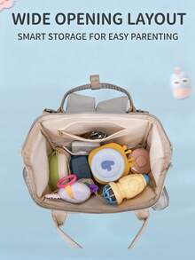 Tas Popok Ransel, Tas Perlengkapan Bayi untuk Perjalanan, Tas Bayi Kapasitas Besar untuk Kebutuhan Perjalanan dengan Alas Anti Air, Tali Pengikat Stroller dan Kotak Empeng, Unisex, Warna Polos - MultiWarna - View 7
