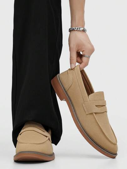 phantombear New Fashion Men's Luxury Slip-On Soft Sole Loafers, Khaki Lace-Up British Style Vintage High-End Suede Dress Shoes, Soft Skin-Friendly Upper, Comfortable And Breathable, Non-Slip And Wear-Resistant Sole; Showcasing Gentlemanly Style, Authentic Brand, Exquisite And Elegant Fit, Casual Shoes For Daily Wear, Suitable For Students, Commuting, Driving, Business Casual, Dress Shoes, Office, Gatherings, Weddings, And Holiday Gifts. Suitable For Spring, Summer, And Autumn (Recommended To Buy One Size Larger)