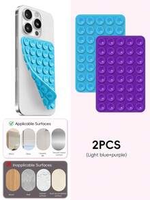 Double-Sided Silicone Suction Cup Phone Holder, Reusable Waterproof Non-Slip Phone & Tablet Suction Mount, Hands-Free Phone Stand, Suitable For Mirror, Glass, Tile, Self-Adhesive Phone Holder, For Makeup, Shower, Cooking, Video Recording - Multicolor - View 24
