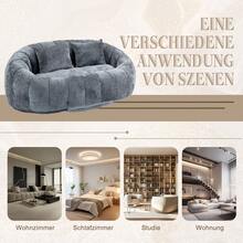 Bean Bag Sofa - Beige Chenille, Comfortable Accent Chair For Home And Outdoor Use - 灰色 - 查看 5