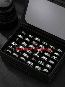 Set Cincin Stainless Steel Gaya Punk Gelap 8/10/12/20/30pcs, Elemen Laba-laba, Kelelawar, Salib, Angka Romawi, Cocok untuk Pemakaian Sehari-hari dan Aksesori Liburan, Tersedia Berbagai Gaya - MultiWarna - View 12