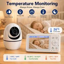 Monitor Bayi dengan Layar LCD 3,2 inci, Kamera PTZ yang Dapat Diputar, Mode VOX, Tidak Membutuhkan WiFi dan Aplikasi, Penglihatan Malam Inframerah, Komunikasi Dua Arah, Monitor Video Lagu Pengantar Tidur - Putih - View 6