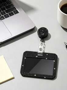 Shiny ID Card Holder With Lanyard, ID Card Storage Box, Anti-Loss Lanyard, Student ID Card Holder, Self-Service Restaurant Card Holder, Sliding Cover, Dual Card Slot, Small Card Slot, Bus Card Holder, Non-Inductive, Bank Card Holder, Subway Card Storage, Adjustable Portable ID Card Holder Decorative Keychain, Suitable For Office Workers And Students, Perfect Gift, Back To School Gift, Couple Card Holder, Bank Card Holder, Travel Essential, Back To School, Commute, Business Trip, Vacation - Multicolor - View 7
