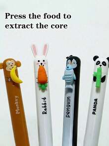 6pcs/Set Animal Shaped Erasable Gel Pens, Diverse Styles Including Rabbit, Elephant, Panda, Refillable Ink, Smooth Writing, Built-In Eraser, Ideal Gift For Friends, Classmates And Family, Back To School - Animal - View 5