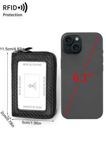 MIYIN 纖薄碳纖維紋理 RFID 防盜刷信用卡拉鍊錢包,14 格風琴式卡槽,便攜式卡夾,適用現金與身分證件卡 - 彩色 - 查看 7