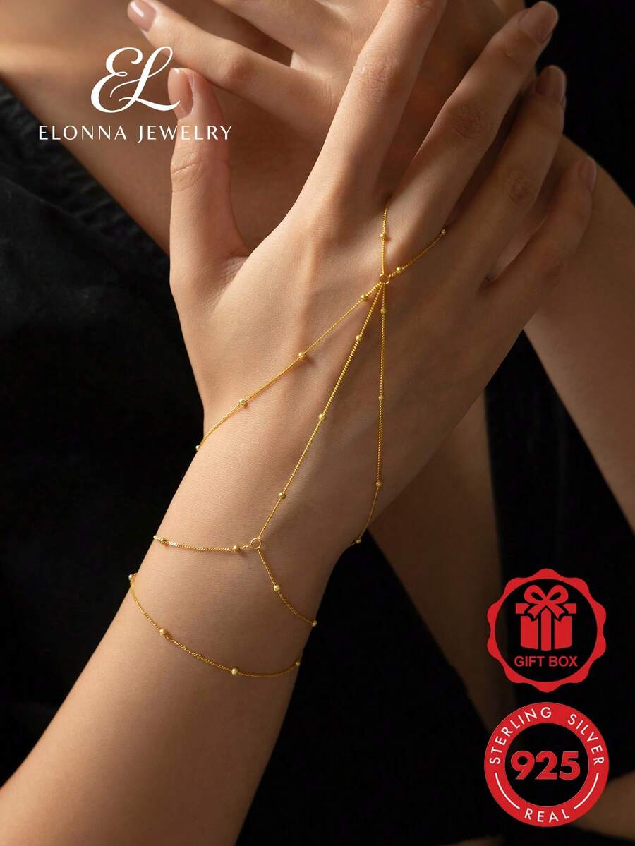 Pulsera de anillo de cuentas multicapa de plata de ley 925, regalo perfecto para cumpleaños, Día de San Valentín o Día de la Madre para novia, pareja o madre - Pulsera - Ver 1