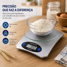 Balança Digital de Cozinha 5Kg Vidro Temperado - Multicolorido - Visão 6