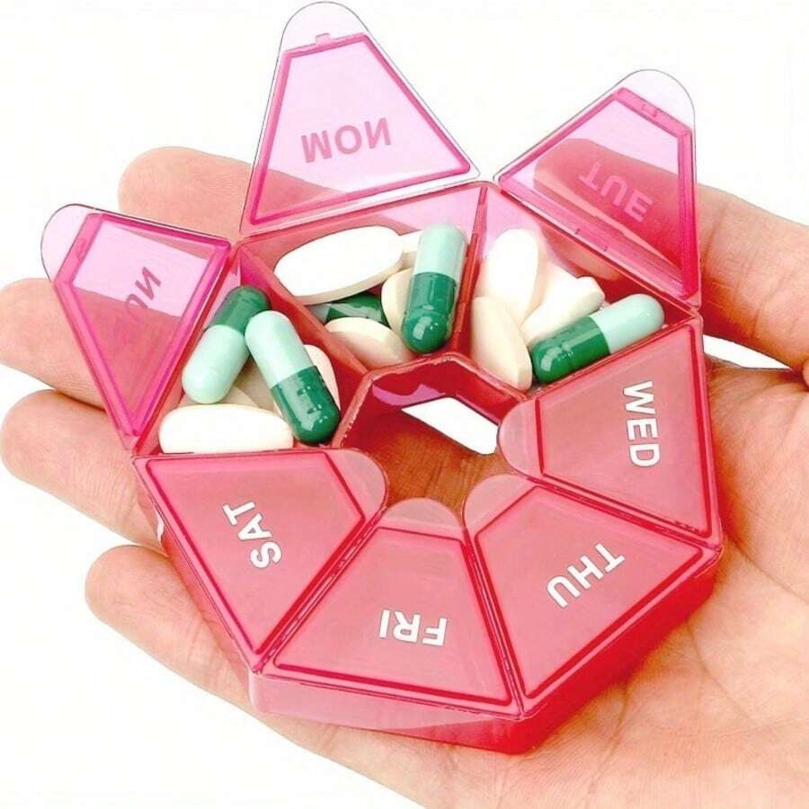 Travel Weekly Round Pill Organizer With 7 Compartments, Convenient For Organization - Conventional - View 1