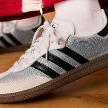 Adidas SAMBA OG "T-Head" Classic Rhinestone Skate Shoes, Training Shoes, White Sneakers IH9055 - Light Grey - View 4