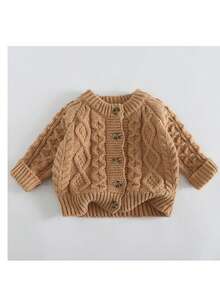 Young Girl Solid Color Casual Versatile Daily Knit Top - Khaki - View 9