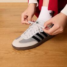 Adidas SAMBA OG "T-Head" Classic Rhinestone Skate Shoes, Training Shoes, White Sneakers IH9055 - Light Grey - View 1