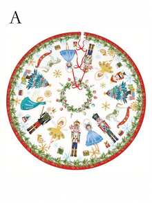 1pc Christmas Tree Skirt Featuring Nutcracker-Themed Soldier And Princess Motifs; A Decorative Mat Designed To Conceal The Tree Stand And Enhance The Festive Atmosphere. - Multicolor - View 4