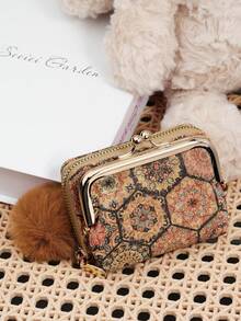 New Printed Women's Wallet, With A Pom-Pom Charm, Multi Card Slot Multifunctional Wallet, Can Be Split And Used As A Large Capacity Women's Wallet - Multicolor - View 4