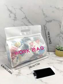 WORK BAG 手提收納袋 PVC 防水盥洗包 大容量化妝包，可用作通勤文件袋、健身收納袋、商務出差旅行盥洗包、雜物手提包，適合上班族、健身愛好者、學生、商務旅客，適用於中秋節、國慶日、新工作、生日禮物，結合化妝品收納、文件收納、泳衣收納、盥洗用品分裝、通勤、健身、短途旅行、宿舍等多場景防水透明手提包 - 彩色 - 查看 11
