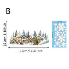 1/2/3pcs Christmas Winter Village Window Stickers, Static Glass Film Snow House Pine Tree Decals, Home Window Decoration, Removable Christmas Holiday Party Decor - Multicolor - View 16