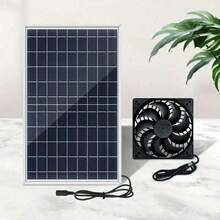 10W Solar Panel Dual Fan Kit, Waterproof Solar Powered Ventilation Fan, DC Cooling Exhaust Fan, Outdoor Solar Vent Fan For Greenhouse, Pet House, Shed, Window, RV, Outdoor Enclosure Circulation Fan - Black - View 13