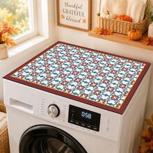 1PC Moroccan Retro Tile Print Washing Machine Top Mat, Non‑Slip Waterproof Washer Dryer Counter Protector Pad, Vintage Laundry Room Home Decor - Multicolor - View 2