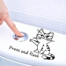 1/3pcs Cute Cartoon Cat Toilet Stickers - "Flush" Bathroom Decor, Self-Adhesive PVC Wall Decals, Suitable For Glass, Tile And Smooth Surfaces, Fun Design, Easy To Peel And Stick - Multicolor - View 1