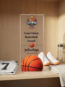 1pc Customized Engraved Acrylic Sports Trophy With Logo And Text, Personalized Commemorative Award Plaque, Suitable For Basketball Football Golf League Championship Award Ceremony, Athlete And Sports Club Team Honor Trophy - Multicolor - View 19
