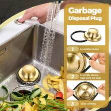 1 Set Gold/Black/Silver Kitchen Sink Drain Filter Strainer Set, Plated Sink Filter Basket With Push-Down Drain Plug, Anti-Clogging Sink Drain Cover, Suitable For Kitchen Sink, Random Color And Style - Multicolor - View 9