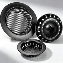 1 Set Gold/Black/Silver Kitchen Sink Drain Filter Strainer Set, Plated Sink Filter Basket With Push-Down Drain Plug, Anti-Clogging Sink Drain Cover, Suitable For Kitchen Sink, Random Color And Style - Multicolor - View 4
