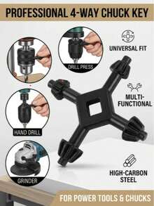 1/3/4/5pcs, 4-In-1 Heavy Duty Multi-Function Drill Wrench With Chuck - Heavy Duty Metal Construction, Ergonomic Handle, And Interchangeable Accessories (Chuck, Drill Bit Adapter, Shock-Resistant Tool Box) - Suitable For DIY, Construction, Automotive And Electronics Industry General Industrial Maintenance Tools - Black - View 16
