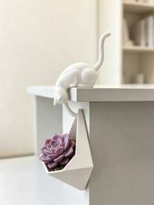 1pc Creative Hanging Cat Figurine, Cat Statue With Tail Hook Design For Desk Edge, Cute Home Bookshelf Decor, Can Hang Keys, Small Lanterns, Succulent Pots, Suitable For Bookshelf And Desk, Perfect New Year, Valentine's Day Gift - Multicolor - View 2
