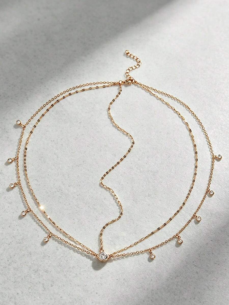 Multi-Layer Crystal Pendant Headpiece, Minimalist Elegant Bridal Hair Accessory, Forehead Chain - Multicolor - View 1