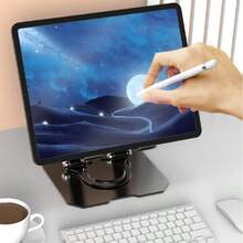 New Carbon Steel Tablet Stand 360° Height Adjustable Rotating Folding Portable Metal Stand - A - View 7
