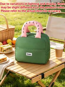 6/1pc Plaid/Solid Color Digital Print Handle Lunch Bag, Zipper Sealed Insulated Leak-Proof Portable Lunch Box, Suitable For School, Office, Picnic, Travel, Daily Use, All Seasons, Back To School Gift - Multicolor - View 17