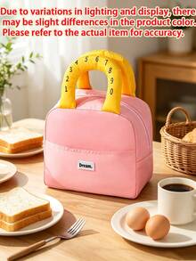 6/1pc Plaid/Solid Color Digital Print Handle Lunch Bag, Zipper Sealed Insulated Leak-Proof Portable Lunch Box, Suitable For School, Office, Picnic, Travel, Daily Use, All Seasons, Back To School Gift - Multicolor - View 16