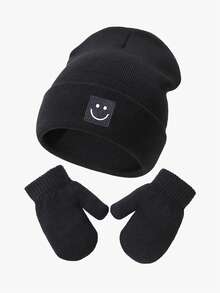 1 Set Baby Winter Knitted Hat And Gloves Set, Elastic Yarn Smile Label, Warm And Comfortable Toddler Hat And Gloves Set, Suitable For Daily Outdoor - 1set - View 16