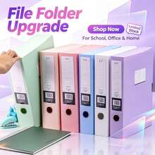 Colorful Large Capacity File Storage Box, Thickened A4 Plastic File Box, Document Storage Box, Suitable For Office, Accountant, Contract And Other Personnel, Accountant And Financial Folders, Vertical Large Capacity Office Supplies Storage Box, Can Classify And Fold A4 Documents, Back To School Season, Learning Supplies - Morandi File Box - View 8