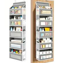 FF FINESSE THING 5-Tier Door Hanging Storage Organizer, Heavy-Duty Non-Woven With 5 Large Pockets & Hooks, Vertical Space Saver For Bathroom Wardrobe Bedroom Dorm, Holds Cosmetics, Toiletries, Towels & Cutlery - 灰色-5層10口袋 - 查看 3