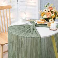 1pc Cheesecloth Table Runner, Semi-Transparent Gauze Tablecloth, Bohemian Or Rustic Style Wedding Table Decor, Suitable For Wedding Decoration, Arch Drapery, Bridal Shower, Holiday Party Decor - Multicolor - View 67