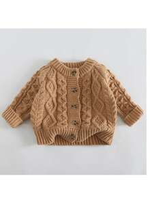 Young Girl Solid Color Casual Versatile Daily Knit Top - Khaki - View 8