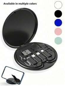 5-In-1 Multi-Function Data Cable Storage Box, Can Be Used As Phone Stand, Essential For College Dorm, Travel Essential, Travel Accessory, Beach Vacation, Summer Break, Back To School Supplies, Charger Storage Box, Digital Camera Accessory - Multicolor - View 7