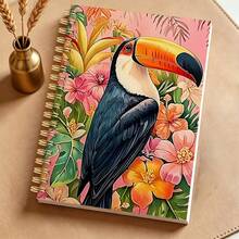 1pc Tropical Toucan And Flower Art A5 Spiral Notebook, Suitable For Students' Class Notes, Office Meeting Minutes, Portable Plan Books And Diaries, Suitable For Professionals, Students And Office Use, Is A Creative Gift Choice - Multicolor - View 7