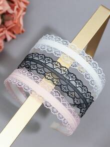 3件組女款精緻刺繡蕾絲髮箍，多色花卉設計時尚髮箍 - 彩色 - 查看 7