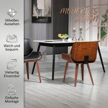 HOMCOM Dining Chairs Set Of 2 Kitchen Chairs With Backrest Vintage Black | Upholstered Chair For Dining Room And Dining Table, Chairs With Wooden Legs, Faux Leather - Black - View 4